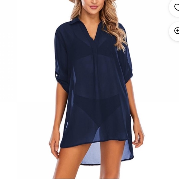 Tommy Bahama Navy Blue Sheer Swimsuit Cover Size Small - Picture 1 of 5